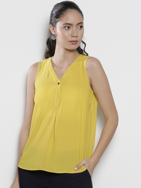 

DOROTHY PERKINS Women Yellow Solid A-Line Top