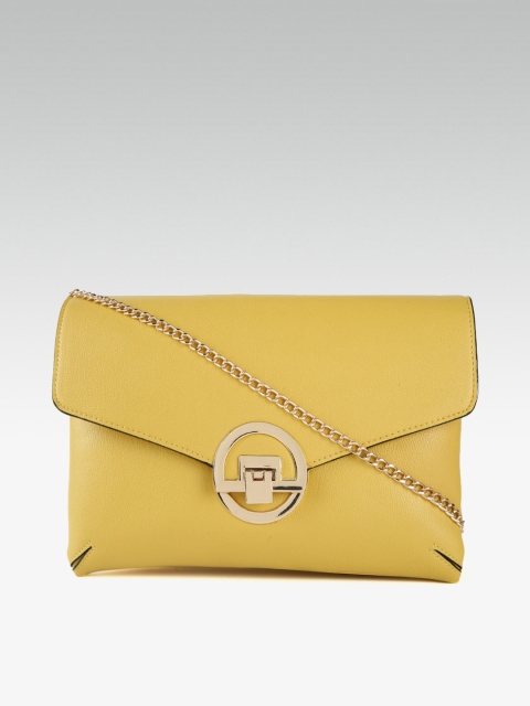 

DOROTHY PERKINS Mustard Yellow Solid Envelope Clutch