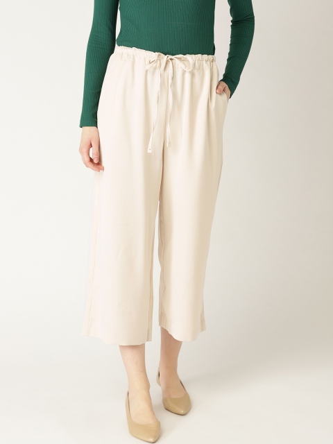 

MANGO Women Off-White Regular Fit Solid Culottes
