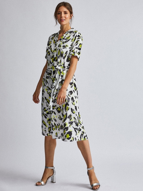 

DOROTHY PERKINS Women White & Black Printed A-Line Dress