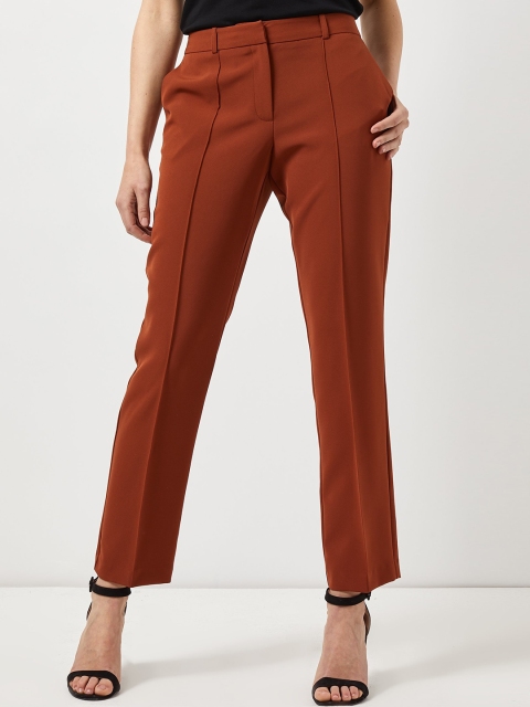 

DOROTHY PERKINS Women Brown Tailored Fit Solid Cropped Trousers