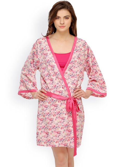 

Clovia Pink Floral Print Robe