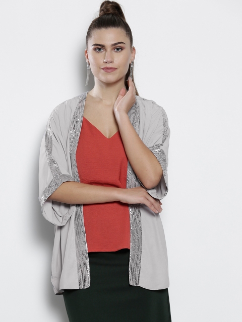 

DOROTHY PERKINS Women Grey Solid Open Front Shrug