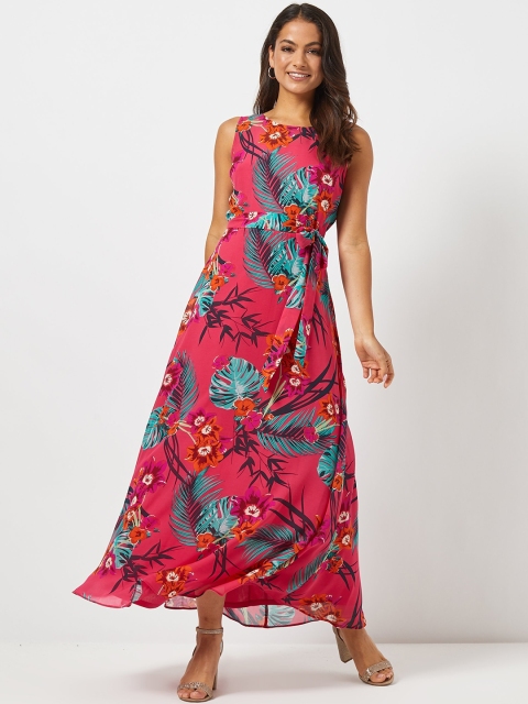 

DOROTHY PERKINS Women Pink & Green Tropical Printed Maxi Dress