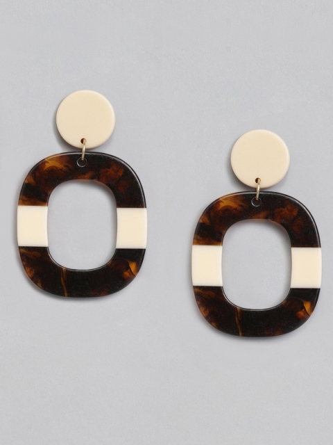 

MANGO Brown & Beige Oval Drop Earrings