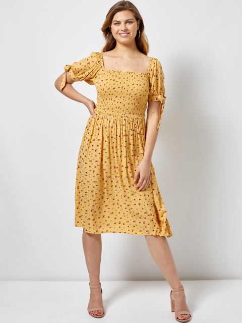 

DOROTHY PERKINS Women Yellow & Red Printed A-Line Dress