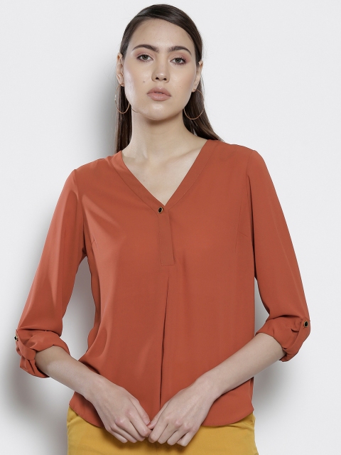 

DOROTHY PERKINS Women Rust Orange Solid Shirt Style Top