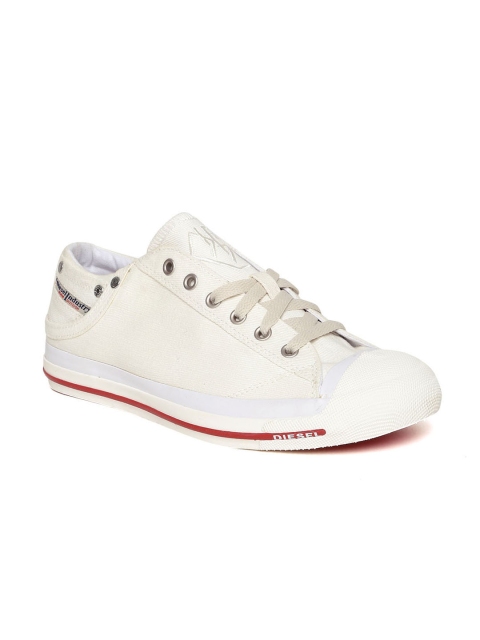 

DIESEL Men Off-White Canvas Sneakers