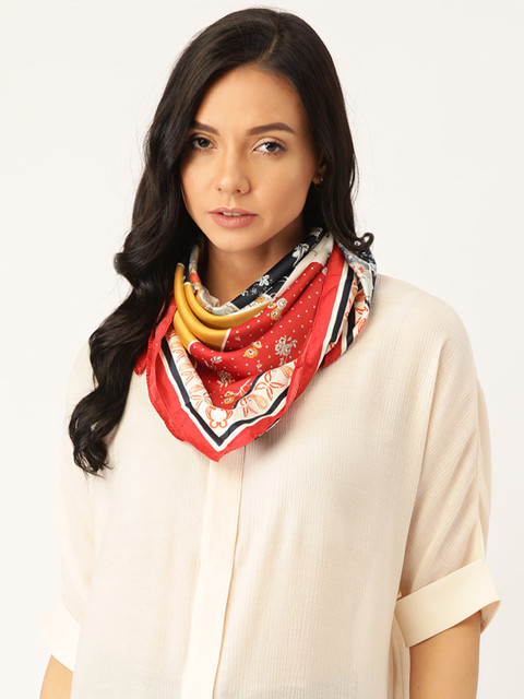 

MANGO Women Off-White & Red Printed Scarf