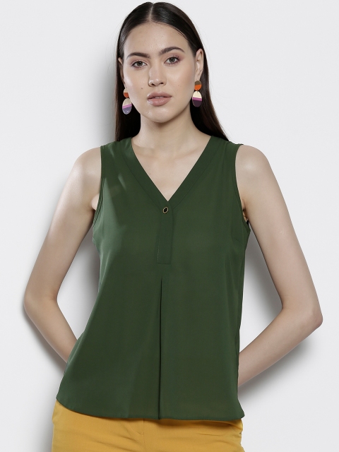 

DOROTHY PERKINS Women Olive Green Solid Top