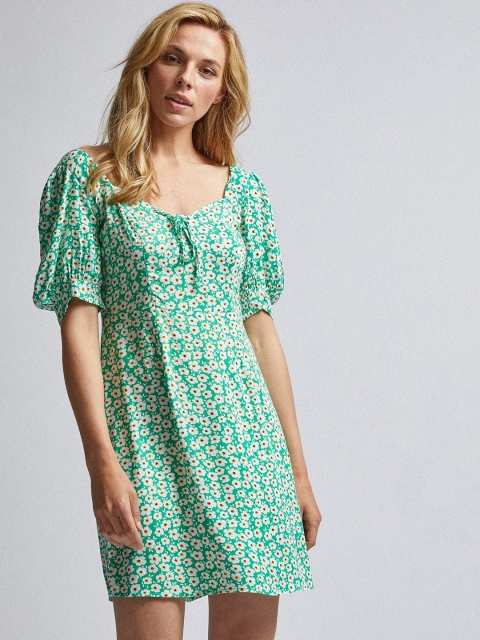

DOROTHY PERKINS Women Green & White Printed A-Line Dress