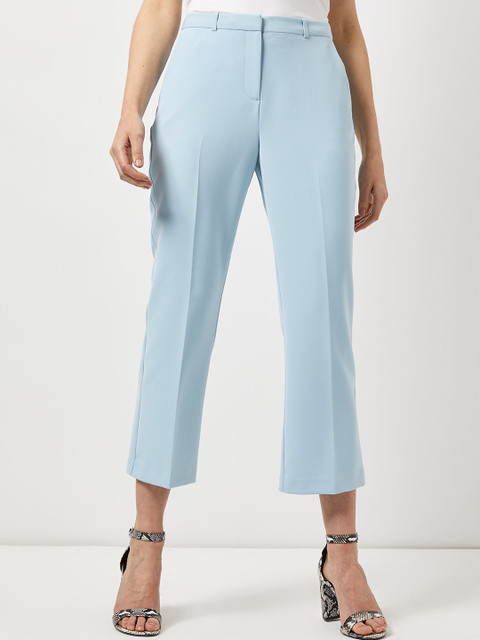 

DOROTHY PERKINS Women Blue Slim Fit Solid Cropped Regular Trousers
