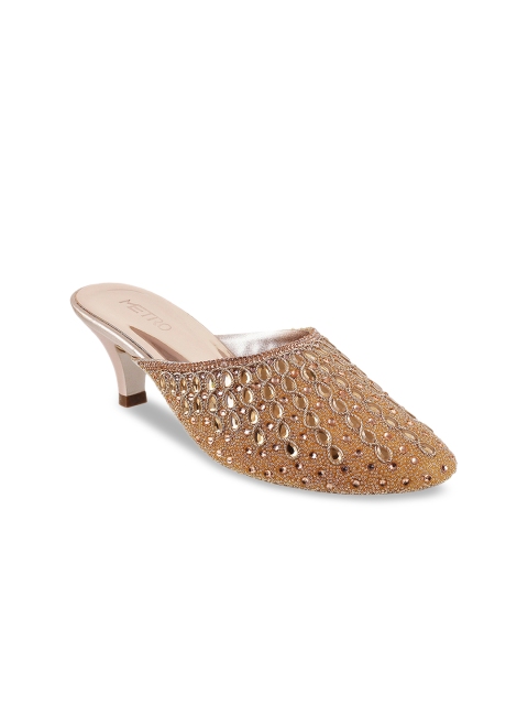 

Metro Women Gold-Toned Solid Mules