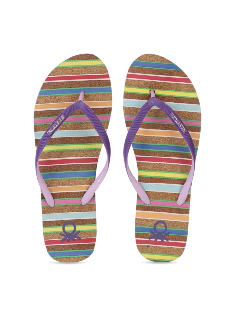 

United Colors of Benetton Women Purple & Yellow Printed Thong Flip-Flops