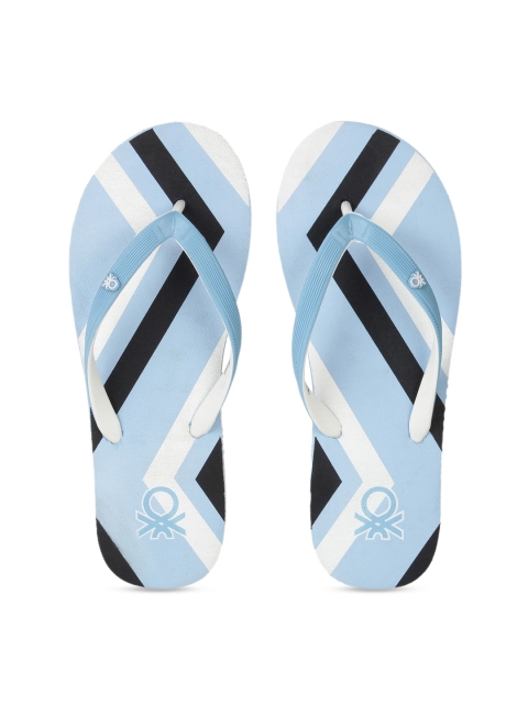 

United Colors of Benetton Women Blue Printed Thong Flip-Flops