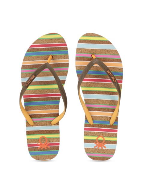 

United Colors of Benetton Women Orange & Yellow Printed Thong Flip-Flops