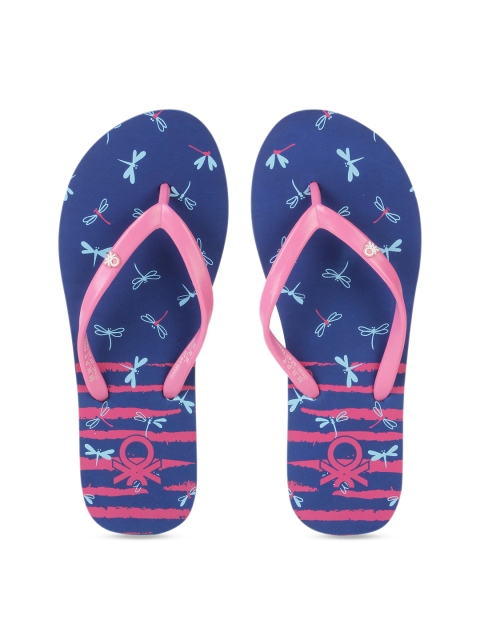 

United Colors of Benetton Women Blue Printed Thong Flip-Flops