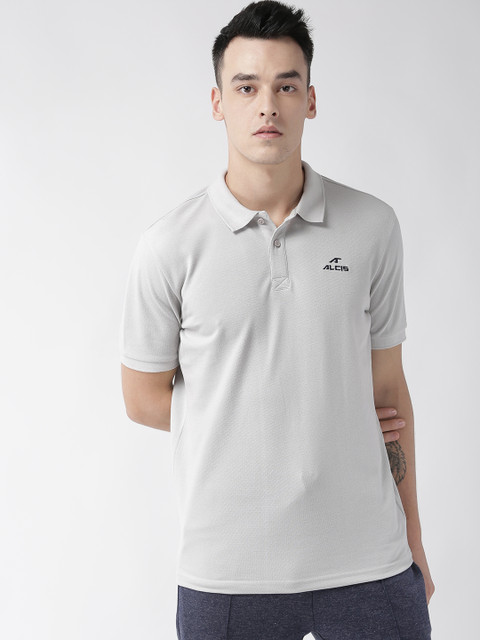 

Alcis Men Grey Solid Polo Collar Training T-shirt