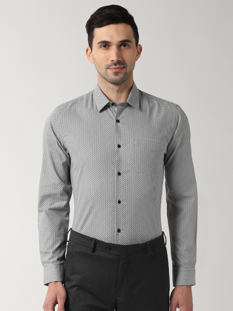 

Peter England Men Grey Slim Fit Printed Formal Shirt