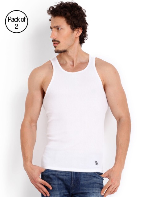 

U.S. Polo Assn. Men Pack of 2 White Innerwear Vests I024-001-P2