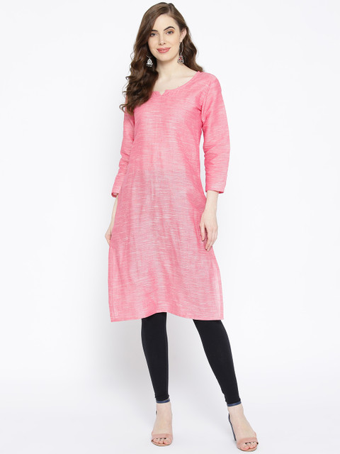 

Vastraa Fusion Women Pink Self-Design Straight Kurta