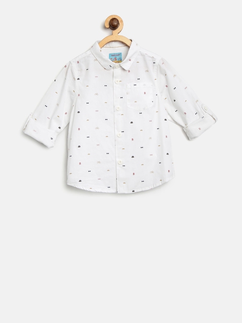 

Nauti Nati Boys White Regular Fit Printed Casual Shirt
