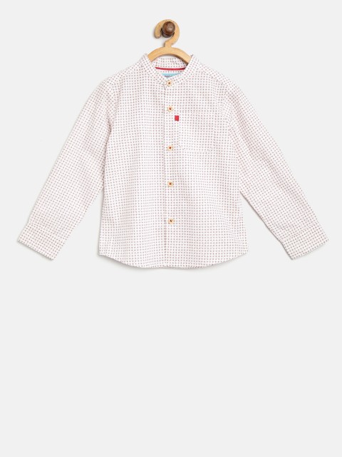 

Nauti Nati Boys Off-White & Brown Regular Fit Printed Casual Shirt