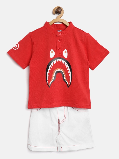 

Nauti Nati Boys Red & White Printed T-shirt with Shorts