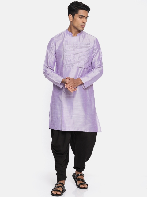 

Anouk Men Lavender & Black Solid Kurta with Churidar