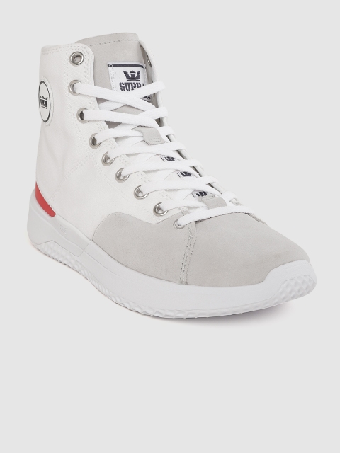 

Supra Men Off-White & Grey STATIK Colourblocked Mid-Top Sneakers