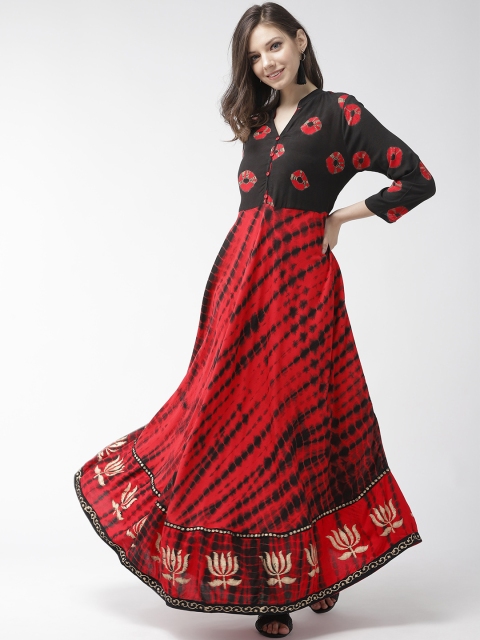 

RANGMAYEE Women Black & Red Dyed Maxi Dress