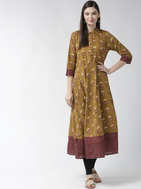 

RANGMAYEE Women Olive Green & Black Printed Kurta with Churidar
