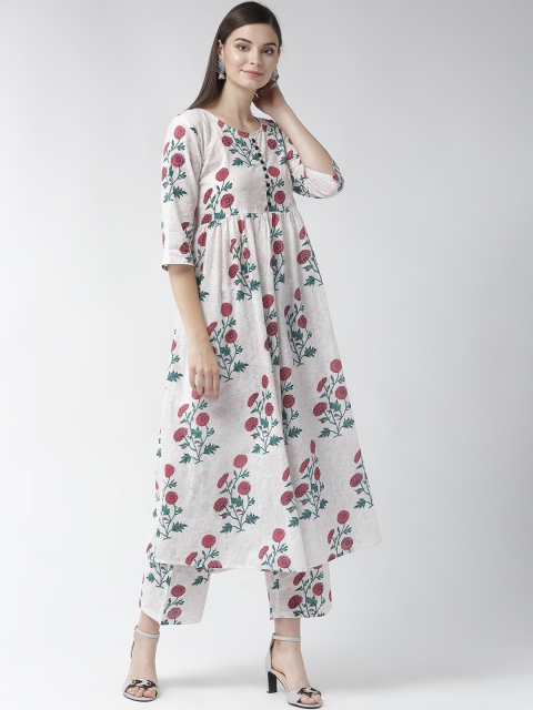 

RANGMAYEE Women White & Pink Printed Kurta with Palazzos