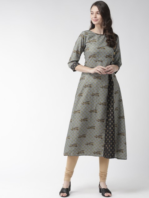 

RANGMAYEE Women Grey & Beige Printed Kurta with Churidar