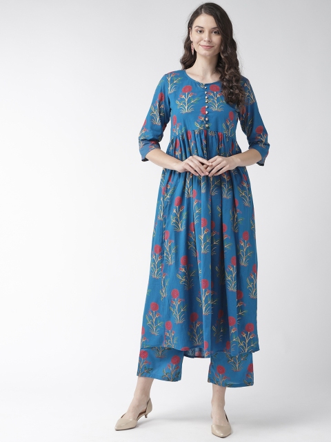 

RANGMAYEE Women Blue & Pink Block Print Kurta with Palazzos