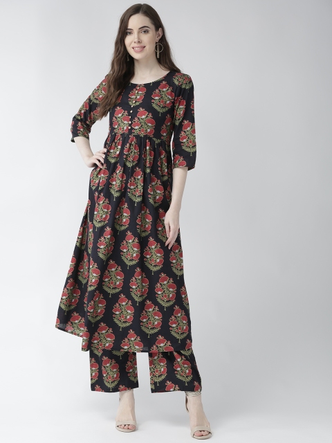 

RANGMAYEE Women Navy Blue & Rust Red Printed Kurta with Palazzos