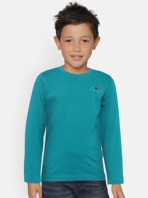 

dongli Boys Blue Solid Round Neck T-shirt