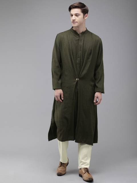 

Anouk Men Green & Off-White Solid Kurta with Trousers