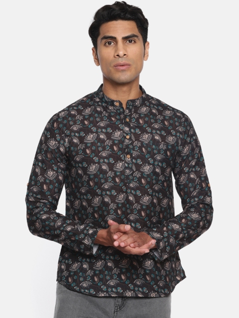 

Anouk Men Black & Beige Printed Straight Kurta