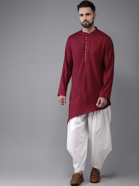 

Anouk Men Maroon & White Solid Kurta with Salwar