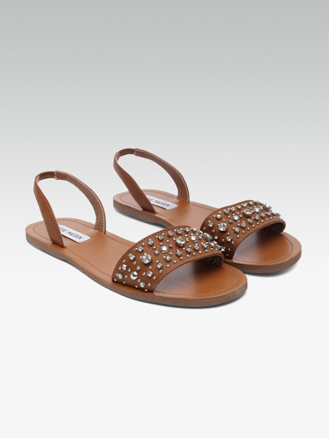 

Steve Madden Women Brown Embellished Open Toe Flats