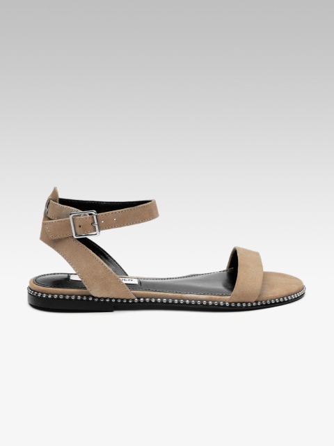 

Steve Madden Women Brown Solid Suede Open Toe Flats