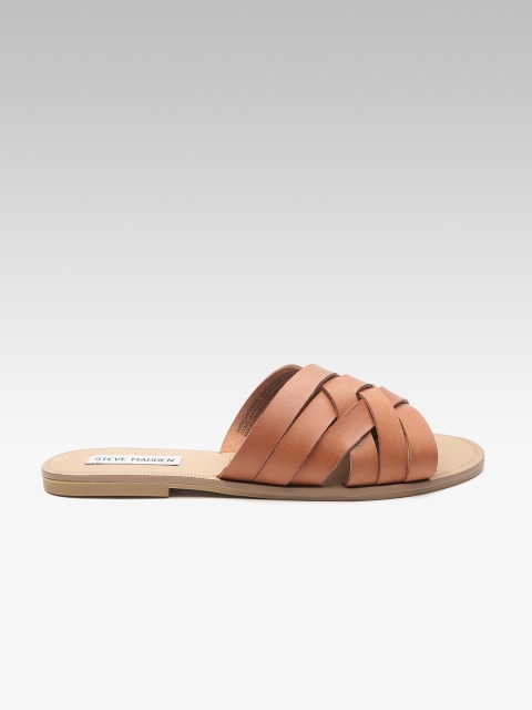 

Steve Madden Women Brown Solid Leather Open Toe Flats