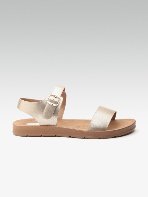 

Steve Madden Women Gold-Toned Solid Open Toe Flats