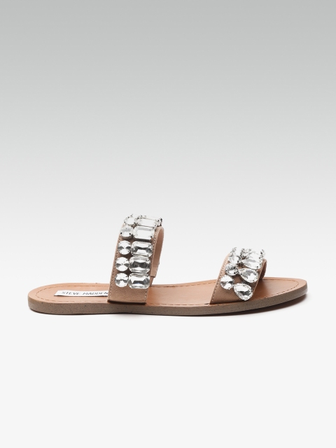 

Steve Madden Women Brown Embellished Open Toe Flats