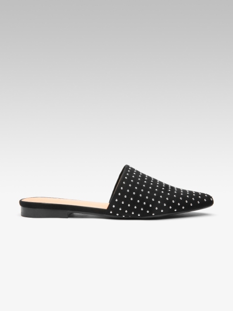 

Steve Madden Women Black & Silver Toned Embellished Mules