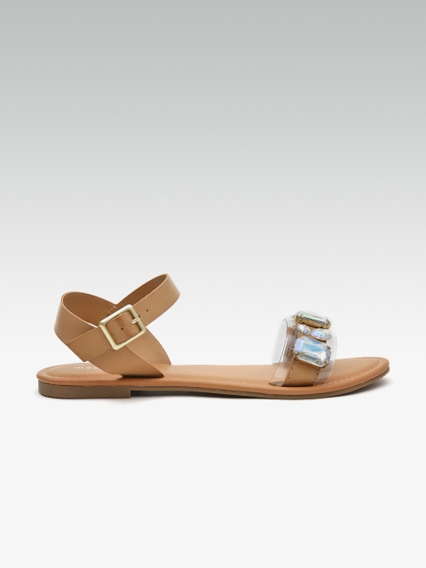 

Steve Madden Women Brown Embellished Open Toe Flats