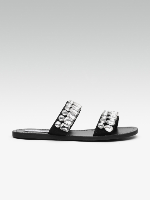 

Steve Madden Women Black Embellished Open Toe Flats