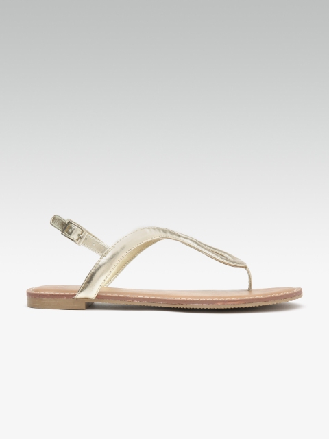

Steve Madden Women Gold-Toned Solid Open Toe Flats
