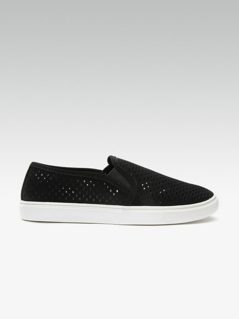 

Steve Madden Women Black Laser Cut Slip-On Sneakers